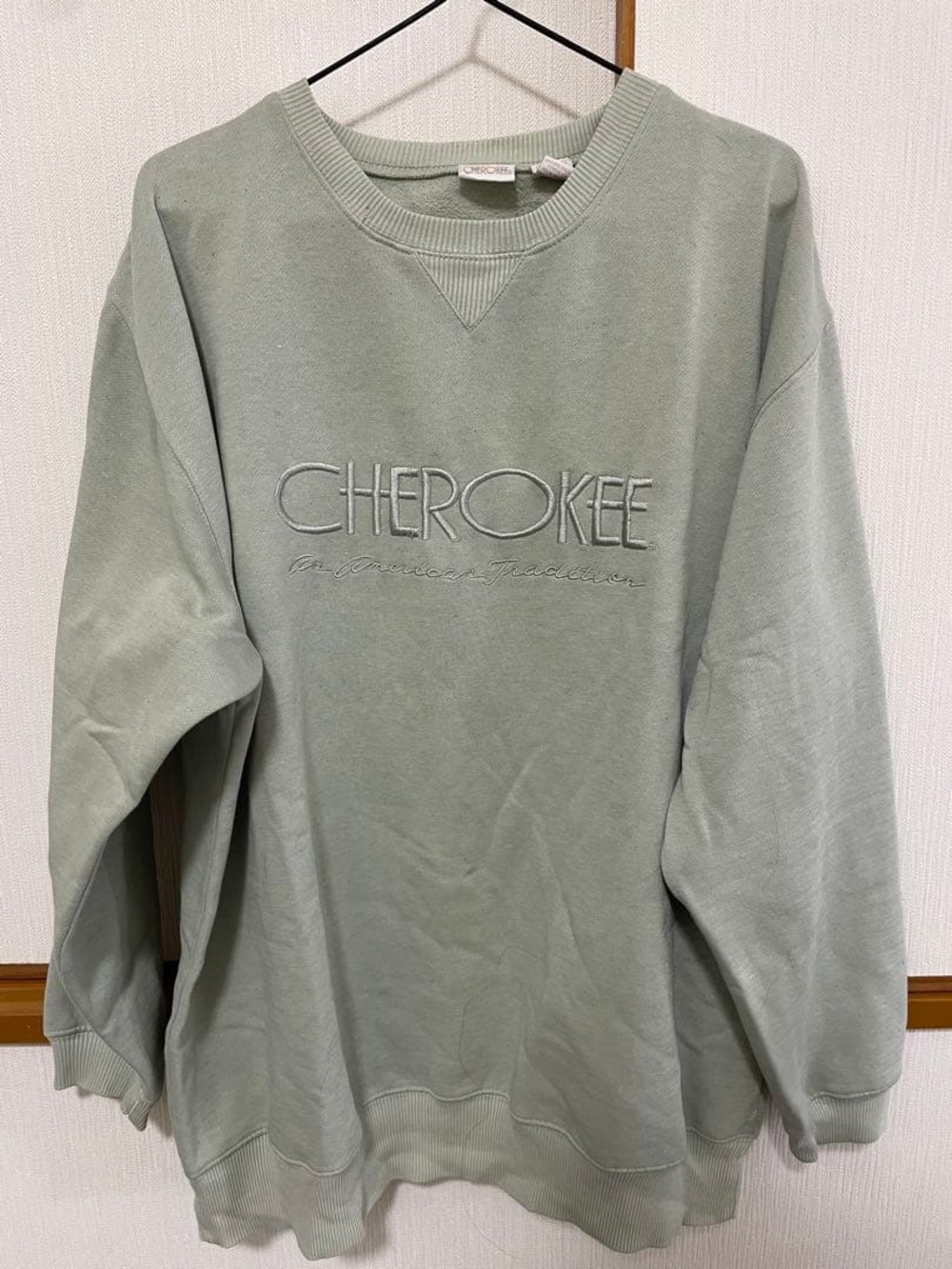 Cherokee Embroidered Sage Green Crew Sweatshirt